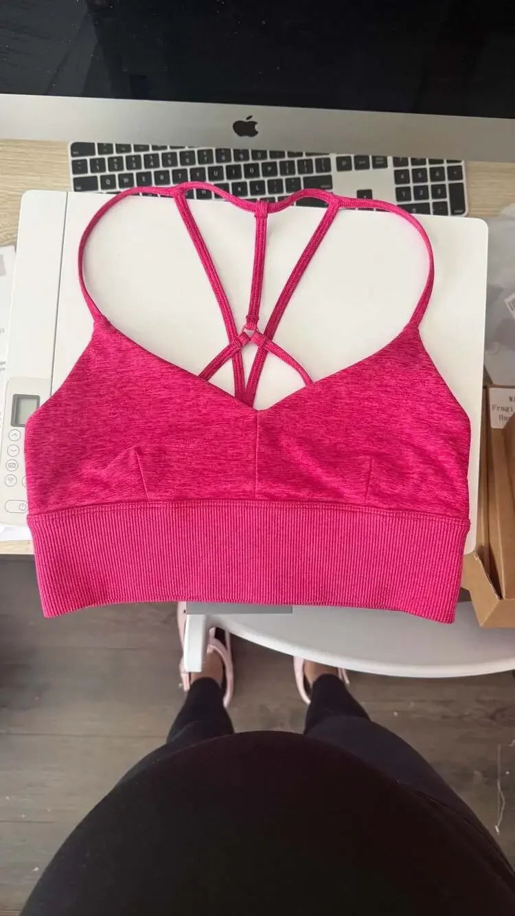 ALO Yoga HeatherFlex High-Waisted TLC Legging and Strappy Bra Set - Raspberry Fi